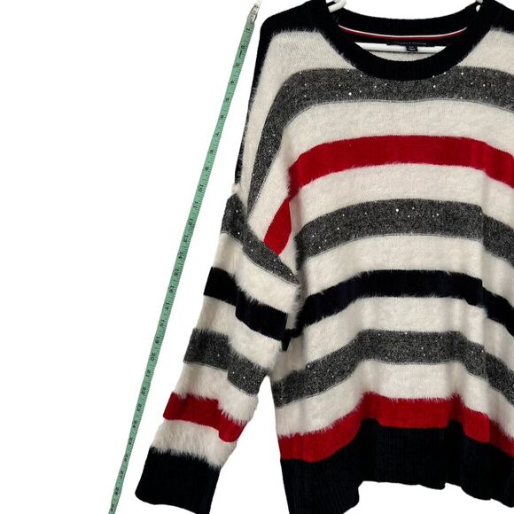 Tommy Hilfiger Striped Crew Neck Sweater Womens size Large. Sequin accen… - Picture 6 of 9